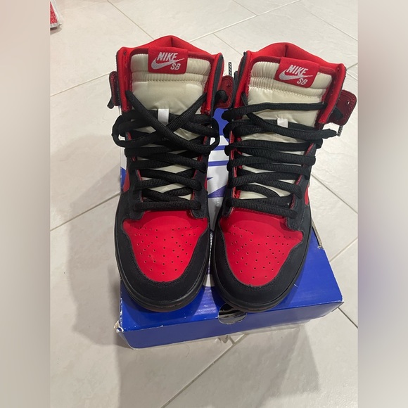 Nike Other - Nike Dunk High Pro SB Sport Red Metallic Platinum | Size 9 | Style 305050-601